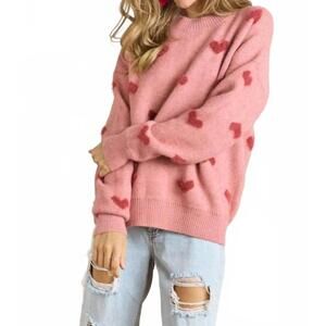 NEW ADORA lovely heart sweater in pink